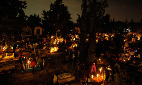 day of the dead mexico celebrations. A cemetery during the Day of