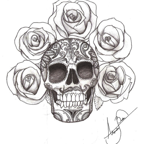day of dead skull drawing. Die the Day.
