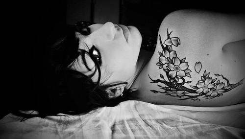 tagged as tattoos girls black and white photography