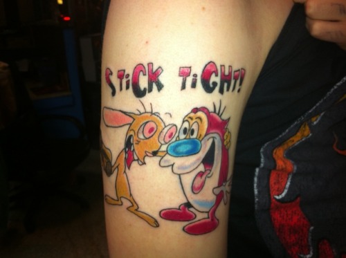 This is the start of my Ren Stimpy half sleeve My friends have