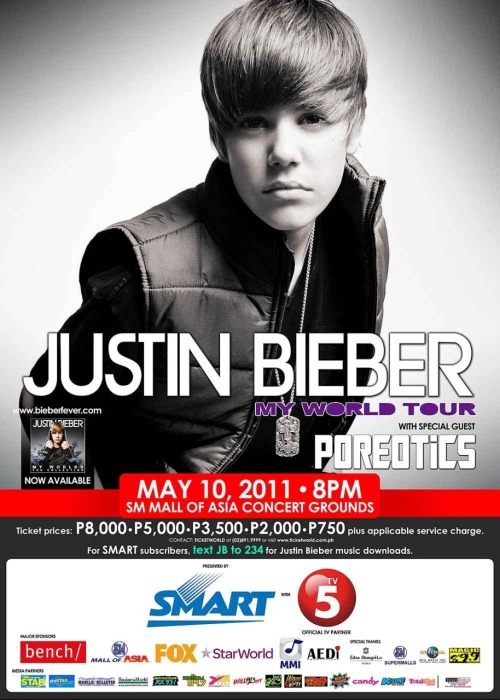 justin bieber world tour ticket. “My World Tour: Justin Bieber