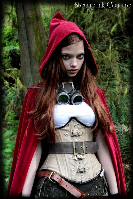 Not so innocent Red Ridinghood ;) &#8230; leather underbust corset by Steampunk Couture