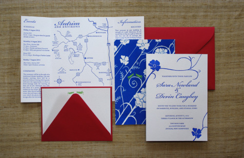 A really fun country wedding invitation set including a custom climbing 