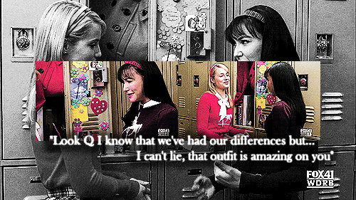 
Top 5: Quinntana Moments
5. Discussing outfits in 2x13 - This moment was amazing for me because they’d barely had any positive interaction all season (barely any at all bar 2x11 and that involved Brittany too) and Santana acknowledged that her and Quinn hadn’t been very good to each other thus far. I also loved how Santana called her ‘Q’ and not ‘Fabray’ or even ‘Quinn’ because it showed a sense of comfort and familiarity. That along with Santana complimenting Quinn (despite the fact Quinn sold her out for head cheerleader and Santana Lopez doesn’t really do compliments often!) made my Quinntana shipping heart jump for joy at this scene.
 