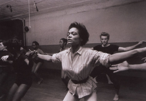 Eartha Kitt and James Dean taking Katherine Dunham&#8217;s dance class
(submitted by joeacollege)