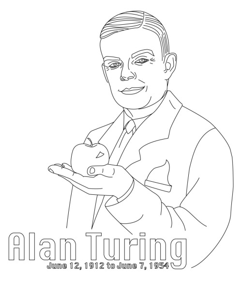 Alan Turing with Poison Apple Free Hand Embroidery Pattern from Scarlet