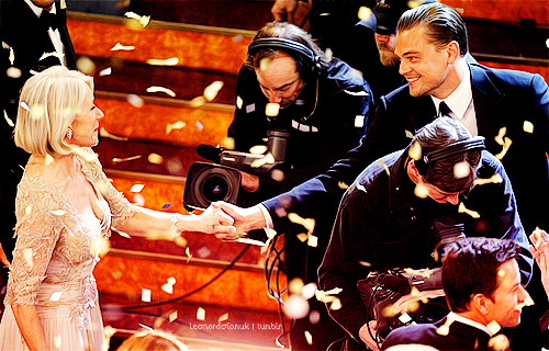 
“Right after winning the Oscar, when everyone was going home, they let these little gold Oscary shapes flutter down from the ceiling. Leonardo DiCaprio came over, bowed down, and kissed my hand. It was the most fabulous moment — such a lovely gesture. He didn’t say anything.”
 - Helen Mirren
