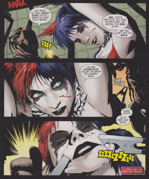 harlequinfairy:

ticklefist:

A few panels of Harley from Suicide Squad #1.

Jheeze, but WOO JOKER REFERENCE 
