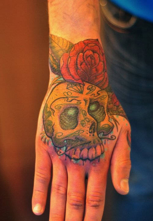My hand tattoo Mexican skullmade in november 2010 Done by Tendre Furie 