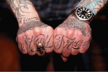tattoo free yourself. tagged as: tattoo. stay free. knuckle tattoo.