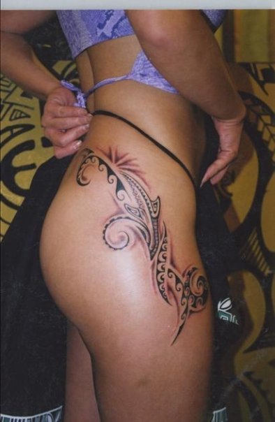 Upper thigh tattoo Artist Seymour Kaniho Upper thigh tattoo