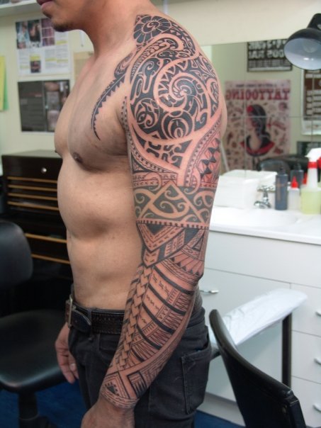 Samoan Polynesian sleeve Artist Steve Ma Ching tattoo samoan samoa 