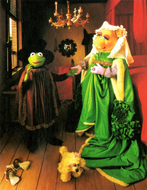 Jan van Eyck 8217s Arnolfini Wedding Portrait reenacted by Kermit and Miss