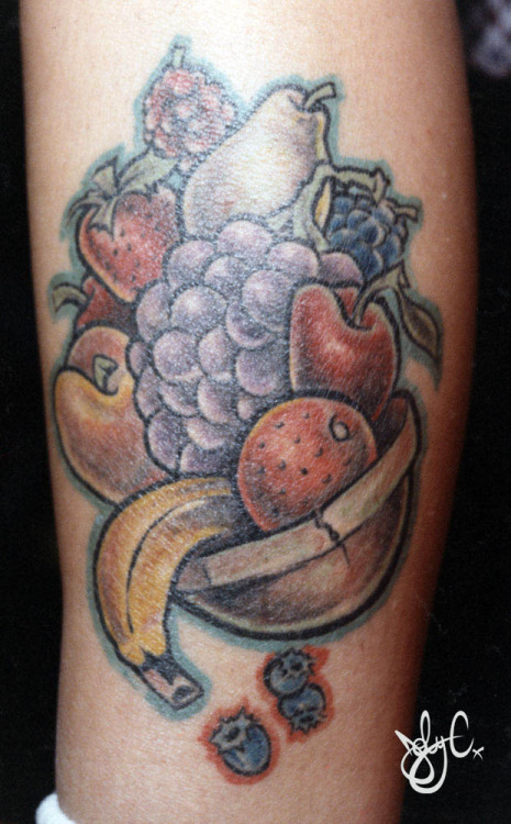 new school style fruit bowl I tattoooed over 10 years ago Highres
