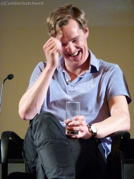 Benedict being rather embarrassed at the adulation being thrown his way by the others on the panel.