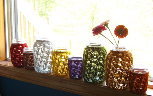 etsy find of the day 1812laceknit mason jar wedding centerpieces by