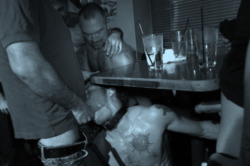 Using the faggot at the Masters Ball was a great success it appears
tomcs128:

Table service for this slaveboy in a bar.  Big dicks supplied by Bound In Public.

