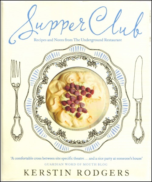&#8216;Supper Club: recipes and notes from The Underground Restaurant&#8217; by Kerstin Rodgers (aka MsMarmitelover).
this is what started all this. i picked up this book because of it&#8217;s beautiful cover with no knowledge it&#8217;s contents. i read the teensiest amount and bought it then and there.
i found a partner in crime and we got the ball rolling pretty fast. we are both food lovers, home cooks and occasional caterers.  picnicking is my favourite thing; creating a rustic meal, transporting the cutlery and tea cups outside of their proper homes and the sharing of food and conversation. she is more of a dinner party girl; divine courses to leave you feeling loved, satisfied and content with the world around you. combine those descriptions and hello pop-up restaurant!