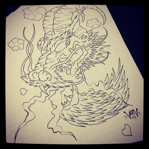 Filed under tattoo sketch art tiredasfuck japanese illustration dragon 