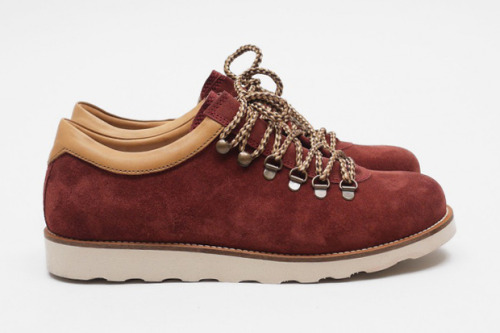 SS12 | Pointer Men&#8217;s Tenzing in Burgundy/Camel.
Part of the Sunbury collection, this lightweight, suede shoe is inspired by the original hiking boots. They come with three styles of laces.
Available from www.footasylum.com