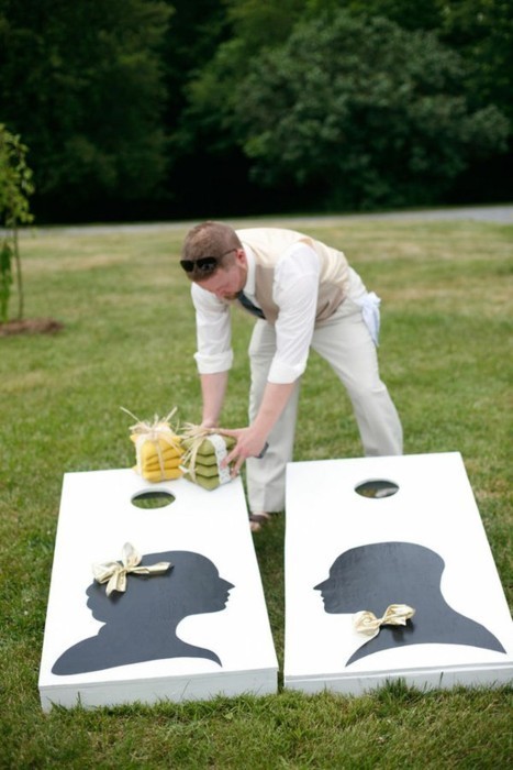 Perfect for an outside reception bean bag toss decorated weddingstyle 