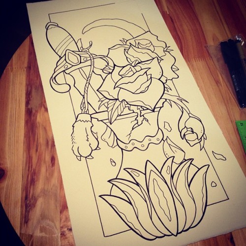 Outlines all done up painting tattooflash watercolor Taken with 