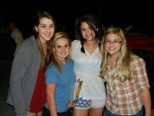 Selena Gomez with fans on set of Spring Breakers!