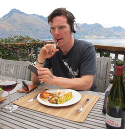 completelycumberbatched:

lornasp:

Two Paddocks  Benedict Cumberbatch
Today, not just one of the world’s finest actors, but hands down the actor with not only the most difficult name, but simultaneously the most distinguished name … Mr Benedict Cumberbatch! (And here we hasten to add that Benedict is absolutely not to be confused with those somewhat lesser actors Burnybun Crumblybatch, Binder-twine Cummerbund or Bendydick Lumbercrutch.) No, it’s Benedict himself … we are delighted he’s here as our Special Guest DJ, not only because he is an avid music fan, but also because (and this is a first we believe for Dayglo DJs), he can actually dance!  Gather round, yokels and other denizens of the Deep South, and see how it’s done – all the way from the dives of Soho and the South Bank, here he is to show us the latest dance craze from the North (and here thanks to The Hobbit and Peter Jackson) … Mr Betterfit Clumsypants!
As for his acting … well you know him best for … well, just about everything … because he’s in just about everything! We’ve just been watching him in the wonderful Sherlock — big ups, bro — next thing you know he’s in JJ Abrams new Star Trek,  Spielburg’s War Horse, Tinker Tailor, having been great in Atonement, Creation, and  Amazing Grace,and so on.
We got to know him in South Africa on To the Ends of the Earth (BBC), just after he’d astonished us all as Stephen Hawking  in Hawking …but look, he doesn’t need any more spruiking from us here in the Dayglo, his career has more momentum than a runaway train. And he, like us, is here to do the boogie-woogie. Here he is, the best of fellows, a miraculous actor, and an excellent friend…applause to the max please for the great…Mr BENEFIT BLUNDERBUS!
—-
This list changes depending on the weather, my tummy, the company I’m keeping, the time of day… But it has been a pleasure to do the soul searching and memory lane trips. So here goes the ten from Ben, an over privileged white kid!
Sweet Thing - Van Morrison, From the Astral Weeks album
Though Liam Neeson I agree anyone of the tracks of this album deserve inclusion, they all swing have soul and the poetics of the Jazztastic vocal stylings of the man when he could and can and did. But the landscape of sound and lyrics of Sweet Thingand the bitter sweet story of a man unable to give up his love of a woman…
It’s perfection. As a teenager discovering it I yearned for the life experiences that could inspire such music and as a thirty-something I have to hold back the tears as old wounds are made raw again. But what a self indulgent and heavily perfumed way to grieve. Beautiful. For all who have loved and lost.
I Am the Resurrection and Fools Gold - Stone Roses
Yes I know, but they stand side by side on the album and are inseparably brilliant. I went to Manchester university partly on an insane surge of nostalgia from when I discovered these mischievous mancs and their Madchester ways! God bless the Happy Mondays and Joy Divison and all the other Tony Wilson ‘Factory’ recorded bands.
You Can’t Always Get What You Want - Rolling Stones
First heard this in my over privileged youth at Harrow. And as posh boarding schools go you can pretty much do or get anything you want out of an experience like that. However adolescence and being  without girls or the freedoms of living outside of your school meant  that this inspiring hymn to patience didn’t fall on deaf ears. It’s just a stunning daring funky soulful uplifting one off from choral beginning to end. Anyway I don’t need to tell you any of this just that it inspired my brief filtration with being a front man.
Young Americans - David Bowie
How to choose one! Sorrow is my karaoke failsafe but the groove of this one and the dystopian patchwork of fractured images in the lyrics the sax solo, the drums it’s just brilliant.
Clair de Lune — Claude Debussey
James Rhodes’ version on the Bullets and Lullabies album is best, but not available on YouTube. This is the one piano piece I would dearly like to learn in this lifetime.  But if it’s in the next I will be quite content to listen to my inspiring friend Mr James Rhodes playing it. PS—though nowadays a tea totaller he is pure rock and roll and you should have his playlist soon. He’s more than a little inspiring.
How to Disappear Completely - Radiohead
The only reason for honing onto this track as opposed to any other in a back catalogue whose range defies belief is a personal one. It signifies how the best of times and the worst of times really do sidle up to one another.  I first met your dear proprietor when filming a mini-series called To the Ends of The Earth for dear old Auntie (BBC) in South Africa which and I’d had the most amazing time on the job and a weekend learning to scuba dive with two other cast members — the best of times. Then the front right tyre blew on our car, we pulled in and were surrounded by men who came out of the bush and we were carjacked — the worst of times.  A long (2.5 hours of ordeal) story but the intrinsic part for the song choice is that it was playing just before the tyre blew when I had lit a spiff and was contemplating how ridiculously blissfully happy I was. The next time I heard it was bundled against the windscreen of the car on the front passengers’ knees with my back and head hitting the windscreen as we were driven off road. My bum hit the car stereo and for a few surreal minutes Tom Yorke was sound tracking me to my death. I turned round as we bounced over the sand track, the headlights showing the passing sugar cane and kept thinking of the shallow graves they dug for themselves in the movie Casino as the master of introspection and modern ennui Mr T Yorke sang ‘I’m not here… This isn’t happening’ … We all lived.
Prelude to Tristan and Isolde - Richard Wagner.
Yes,  it’s widely acknowledged as one of the peaks of the operatic repertory, notable for Wagner’s advanced use of chromaticism, tonality, orchestral colour and harmonic suspension… But it just makes the hairs on the back of my neck stand up. Reminds me of the best of Beethoven and Mozart and the best of what’s to come in Strauss and Rachmaninov. So a milestone as well as a gut wrencher. The recording of this one that I’m currently wearing out is the BBC orchestra’s.
Hyperballad - Bjork
But what about Mitchell, Joplin, Ella, Tina, Oh god I need another list. It’s all very white and male….&#160;! Damn.Beautiful song though. And a nod to a lot of dance music that hasn’t made it to this top ten.
Superstition - Stevie Wonder
For all those whose weddings I have danced at and have yet to dance at! What a great groove from a master at the height of his powers. Thanks to Martin Freeman for properly introducing me to the full brilliance of SW.
We Grew Up At Midnight - The Maccabees
A current album I’m giving a lot of play is The Maccabees Into the Wild. It’s hard to pick one but listening to We Grew Up At Midnight while typing and feeling pretty uplifted. And that’s what great music does beyond all other art forms isn’t it?  This has been a joy. Can I do it again tomorrow?
—-
If you have never seen Blenderdax on stage, do yourself a favour, save the shekels, and make the trip to the National or wherever he’s treading the boards. Always a privilege.And anytime he’s on the telly – same thing.
But here in the Dayglo, fans and fanettes, give it up please, a roar of approval … for the great MR Betterfit CABBAGEPATCH!!
http://twopaddocks.com/team-tunes.shtml#BenedictCumberbatch

For everyone asking about my last post, it’s from this :)
Just…AHHHHHHHHHHHHHHHHH! So many feelings and so many thoughts and so many ‘Dear god I love that too’s but no words that do the feelings justice. Insanely wonderful man &lt;3

I&#8217;m now having a feelings diarrhea because of this&#8230;Why are you so perfect Benedict? WHY!? And not that anyone cares, one of these songs has been my ringtone for 7 years&#8230;*coughyoucantalwaysgetwhatyouwantcough*
