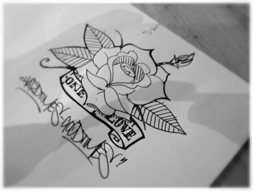 sketch rose tattoo