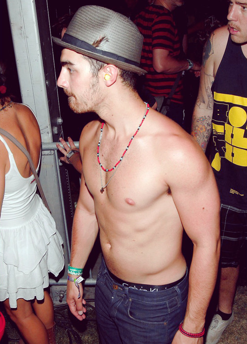 ATRL Celeb Photos Joe Jonas shirtless at Coachella