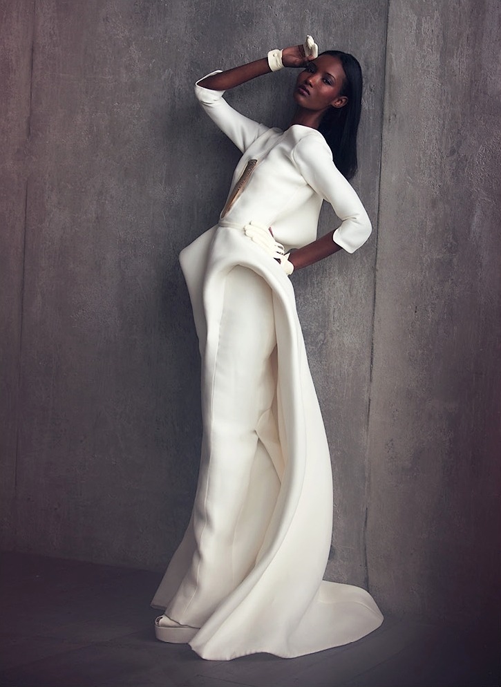 Fatima Siad wearing Stephane Rolland for Flaunt Magazine by David Bellemere  