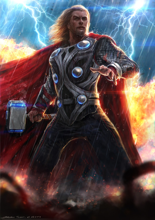 Thor goes under a minor update in Tumblr artist Johnson Ting&#8217;s killer Avengers tribute piece. I can&#8217;t wait to see the movie today!
Thor - Avengers by Johnson Ting (deviantART) (Facebook) (Twitter)
Submitted by: johnsonting