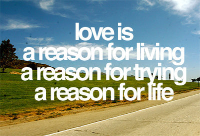 Love is a reason for living a reason for trying a reason for life (via fuckyeahhappy)