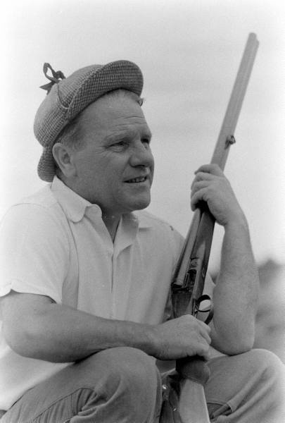 WRITERS WITH GUNS! Lawrence Durrell, Indian-born, Colonial - or rather Cosmopolitan, writer: Feb. 27, 1912 - 1990. Famous for The Alexandria Quartet from the late 50s - good friend of Henry Miller&#8230; Photo by Loomis Dean, 1960, probably at Durrell&#8217;s Cyprus residence&#8230;