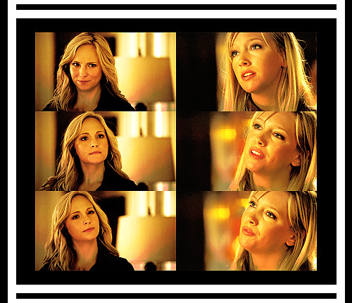  Caroline: Why are you following me?Ruby: Because I&#8217;m interested in you.Caroline: You&#8217;re interested in me? What&#8217;s that supposed to mean?Ruby: I know who you are, or should I say what you are.Caroline: You&#8230;what? I don&#8217;t know what you&#8217;re talking about.Ruby: You&#8217;re a vampire, correct?Caroline: Excuse me?Ruby: Relax. I&#8217;m not a hunter, well not exactly. But don&#8217;t worry, I&#8217;m not going to hurt you.Caroline: Then what do you want?Ruby: Just to know more about you, Caroline. 