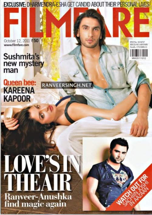 Ranveer Singh and Anushka Sharma on the cover of Filmfare&amp;amp;amp;#8217;s 12th October issue.