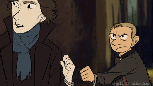 timelordy-teganbreann: not-quite-normal: So Katy and Carororo let me in on their animated Sherlock handcuff shenanigans! Poor John did not think this through. This is now an instant reblog for me. 