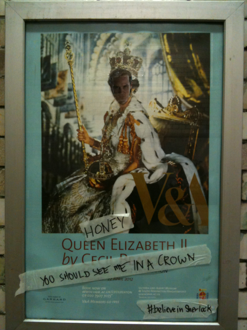 loxes: This message has been brought to you courtesy of #believeinSherlock (South Kensington subway, London) DEAD.