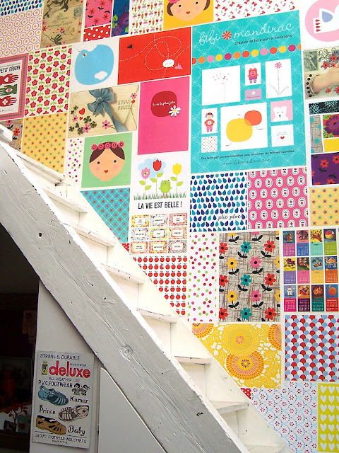 myidealhome: patchwork wallpaper (via Fifi Mandirac | Inside The French Illustrators Apartment) 