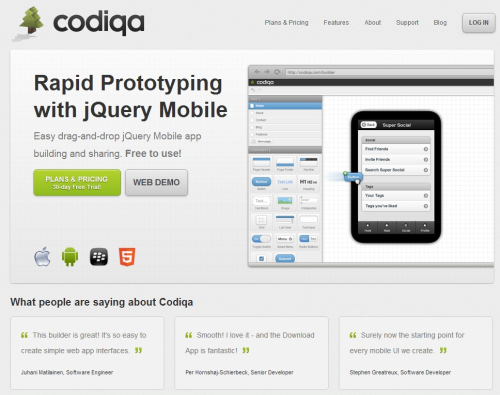 Codiqa - the jQuery Mobile Prototype Builder